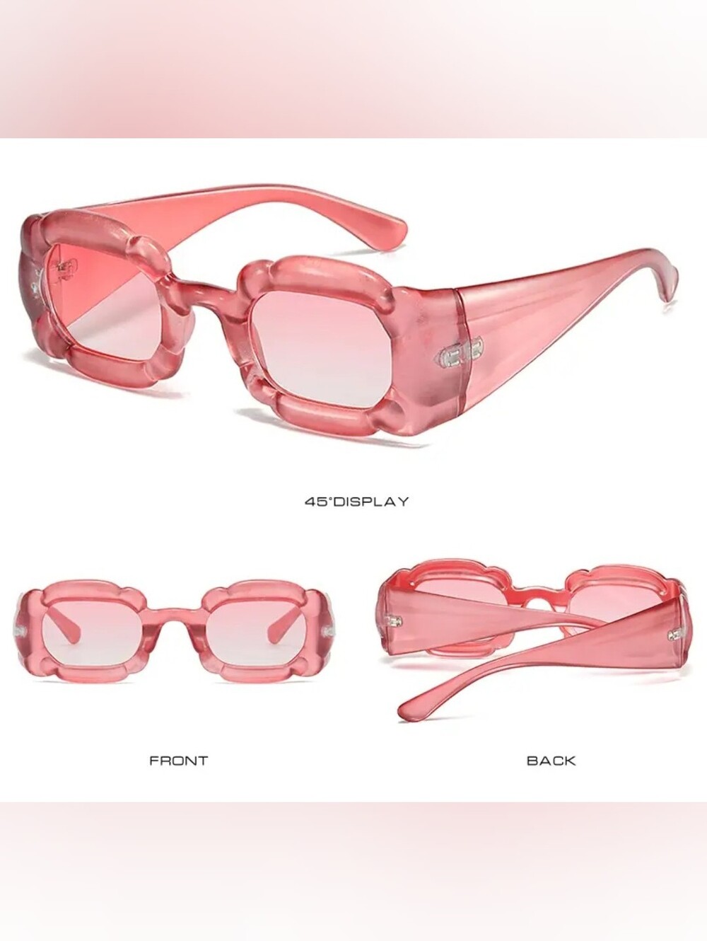 Retro Y2k, Pastel, light pink square shaped sunglasses with pink tint, NEW